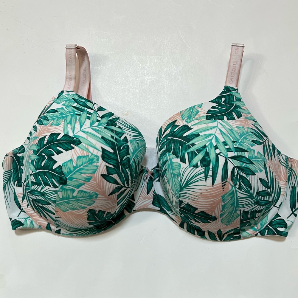 Cacique Tropical Print Lightly Lined T-Shirt Bra - 44DDD